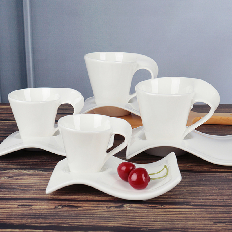 Espresso Cup Saucer - Creative Wave Coffee Cup Saucer Set