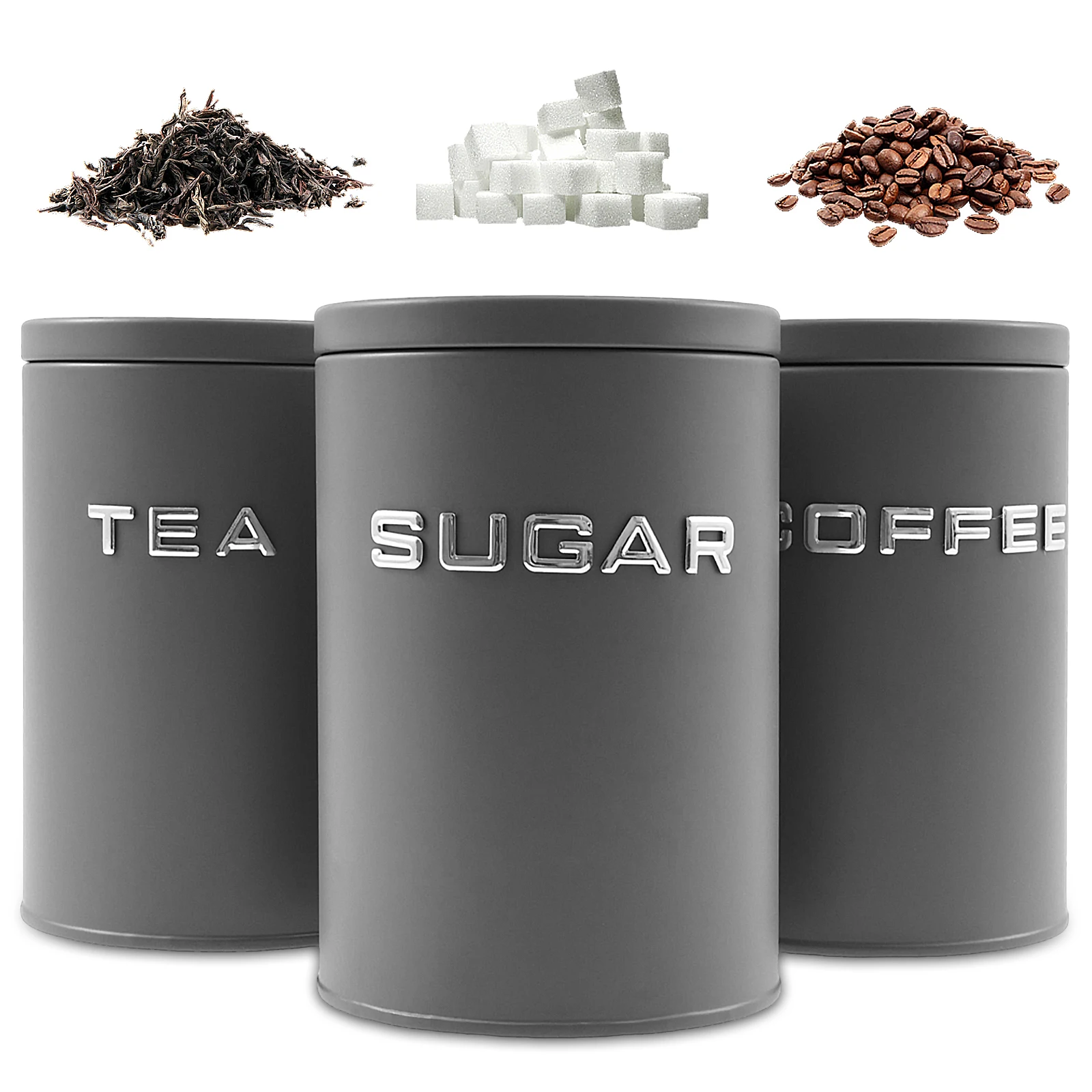 Coffee Tea Sugar Container Set - 3 Pcs Tea Coffee Sugar Canister