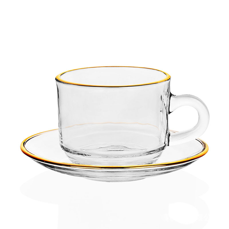 Golden edge Glass Coffee Cups, - Espresso Cup Saucer reseña y precio