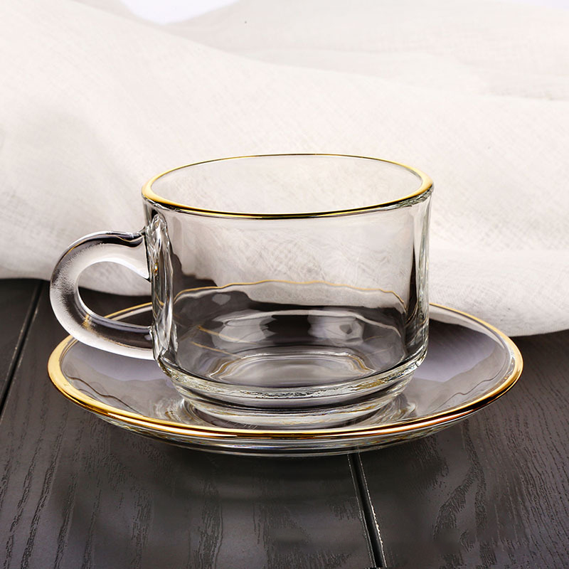Golden edge Glass Coffee Cups, - Espresso Cup Saucer reseña y precio