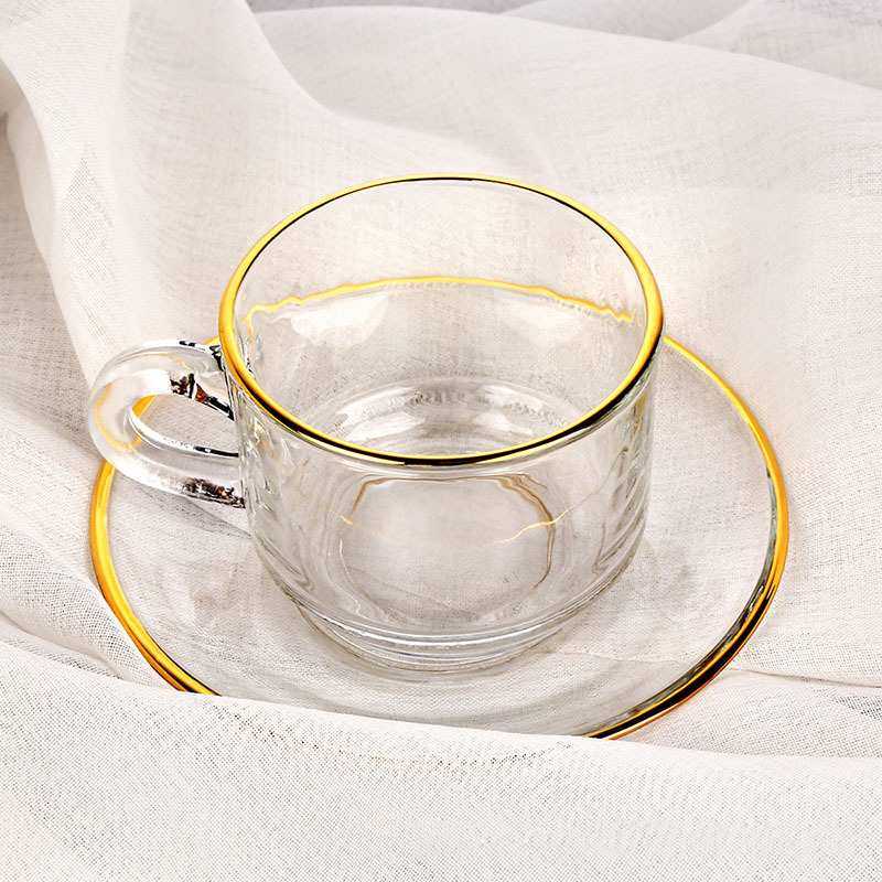 Golden edge Glass Coffee Cups, - Espresso Cup Saucer reseña y precio