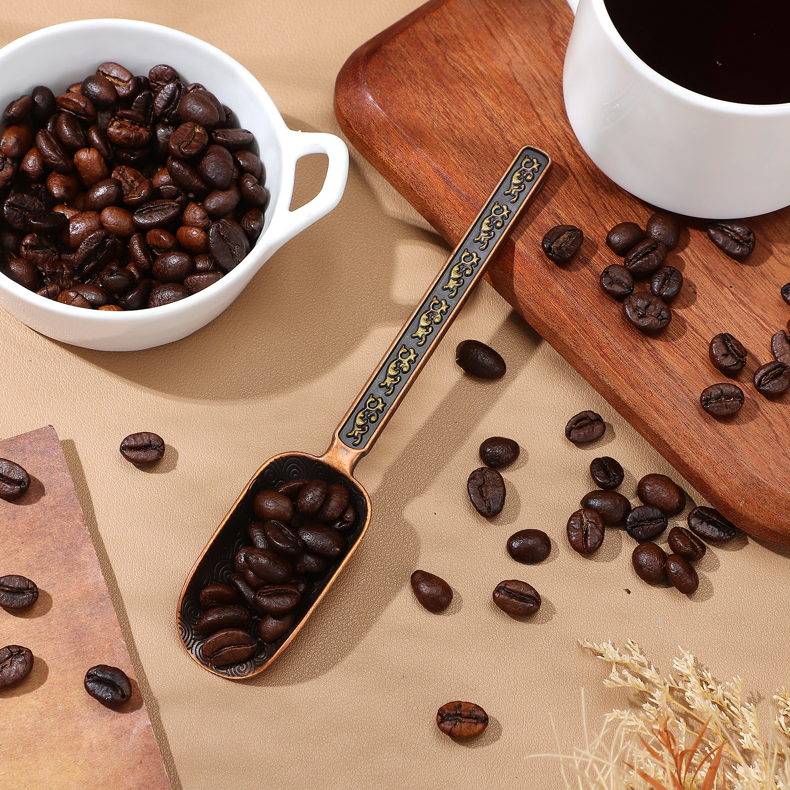 Copper Zinc Retro Style Tea Sc - Coffee Tea Leaf And Bean reseña y precio