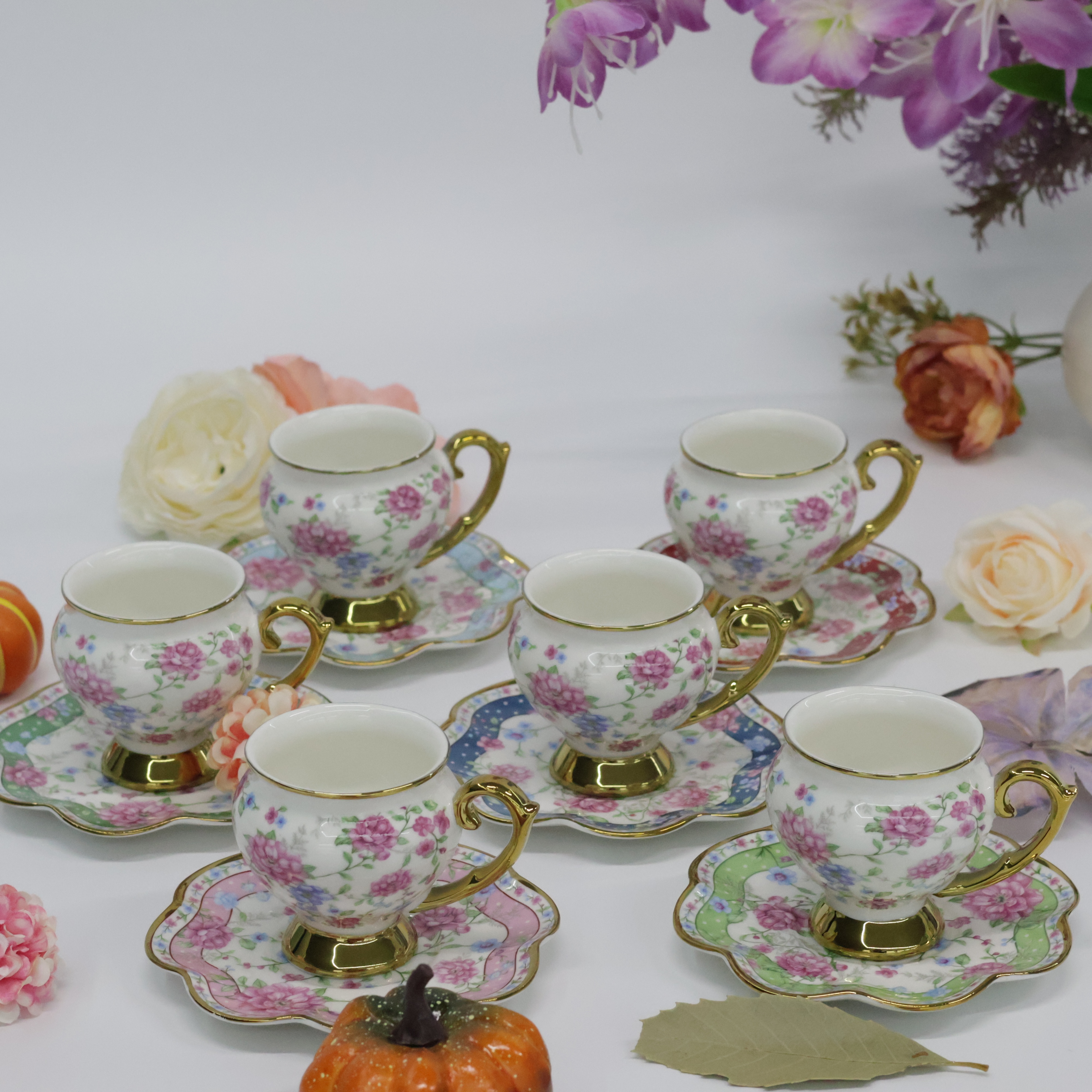 Six cups and six plates of Eur - Espresso Cup Saucer reseña y precio