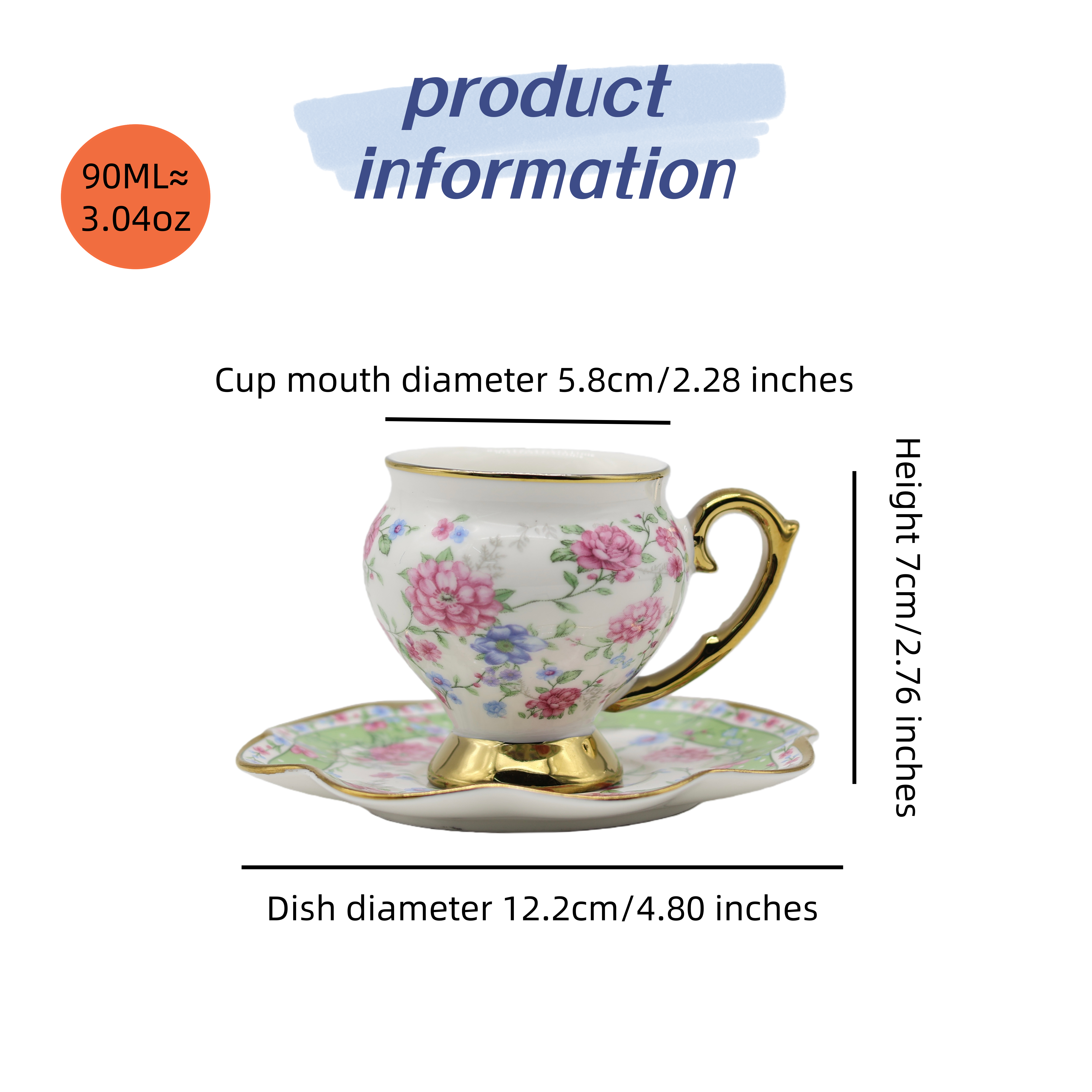 Six cups and six plates of Eur - Espresso Cup Saucer reseña y precio