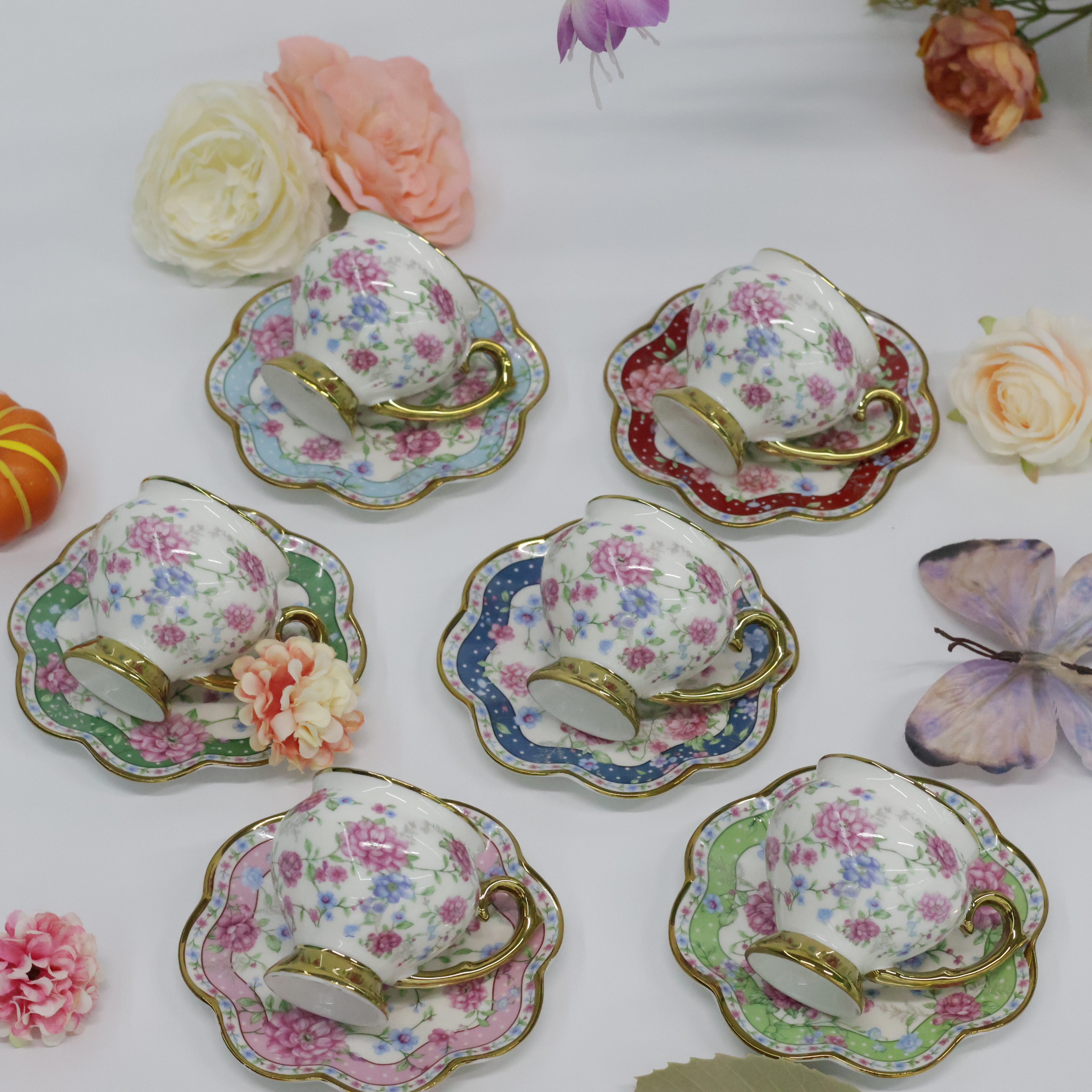 Six cups and six plates of Eur - Espresso Cup Saucer reseña y precio