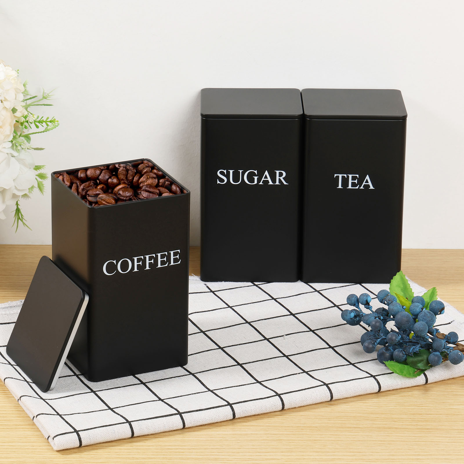 3Pcs Coffee Bean Storage Canis - Coffee Tea Sugar Container Set reseña y precio