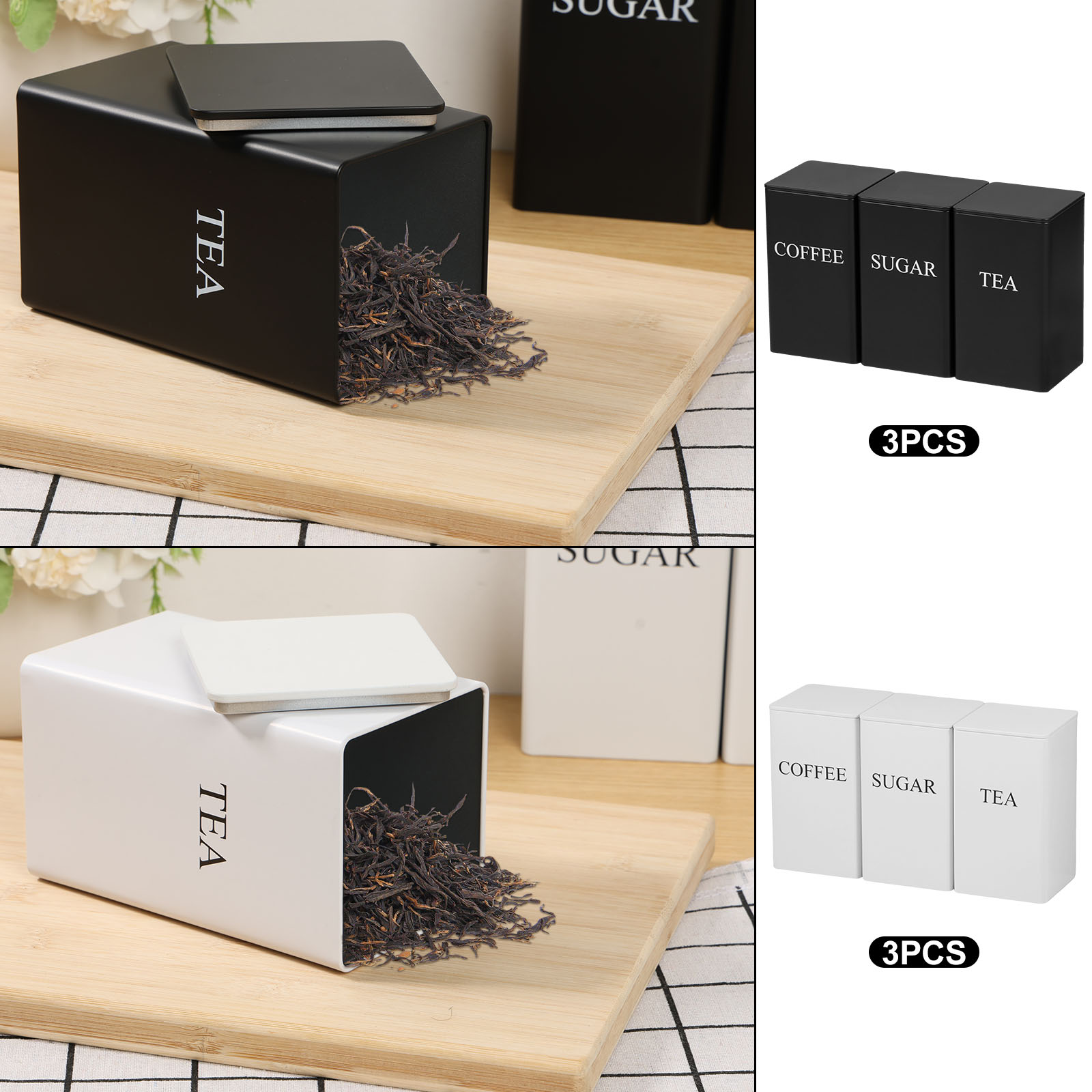 3Pcs Coffee Bean Storage Canis - Coffee Tea Sugar Container Set reseña y precio