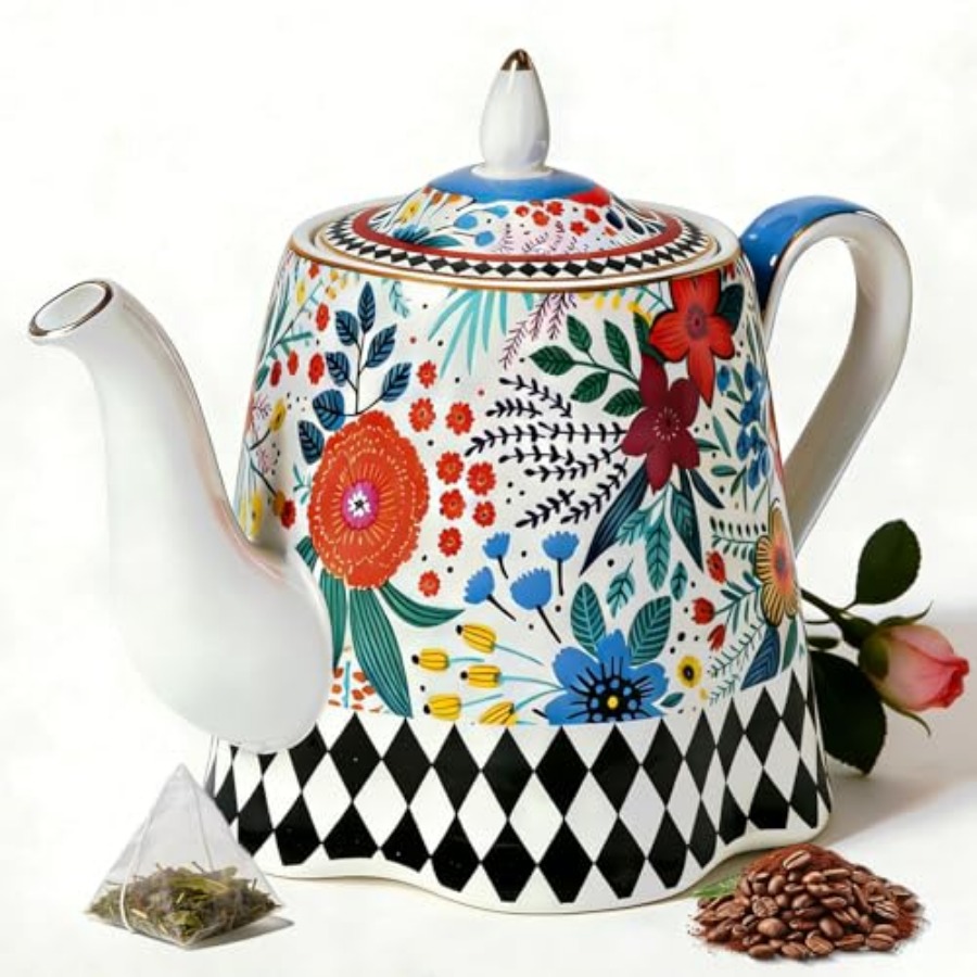 Bone China Porcelain Teapot Te - Coffee Tea Drawing reseña y precio