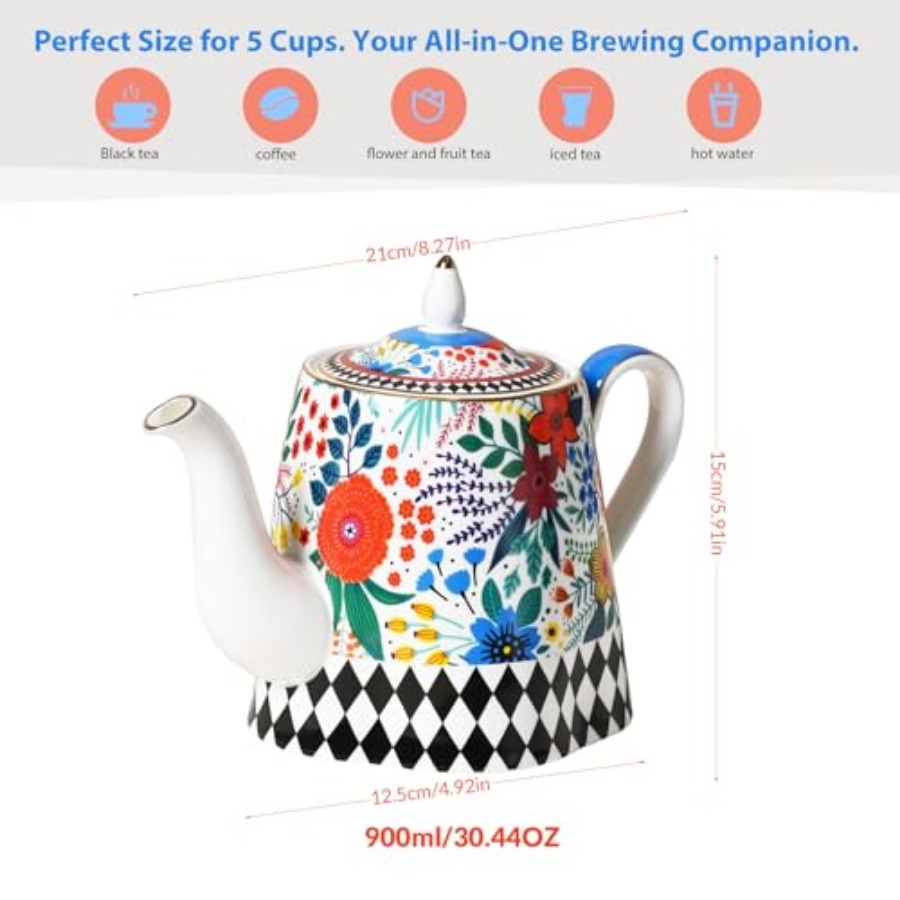 Bone China Porcelain Teapot Te - Coffee Tea Drawing reseña y precio