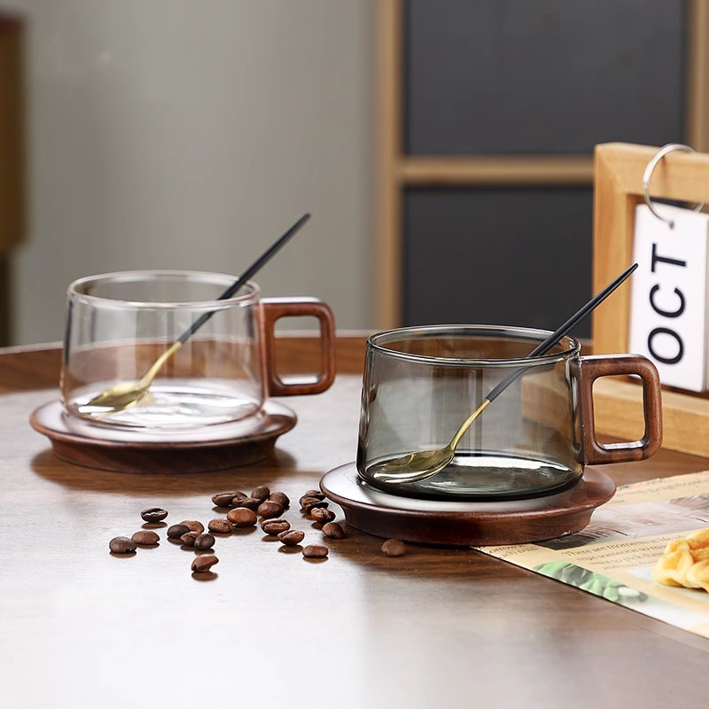 Wood Handle Coffee Mug With Sp - Espresso Cup Saucer reseña y precio