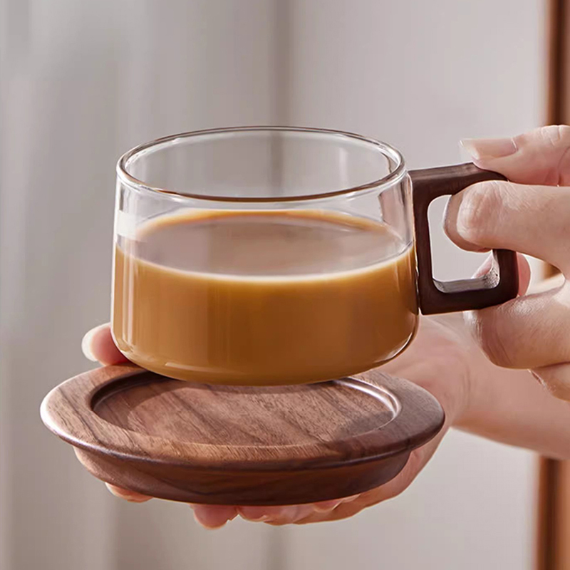 Wood Handle Coffee Mug With Sp - Espresso Cup Saucer reseña y precio