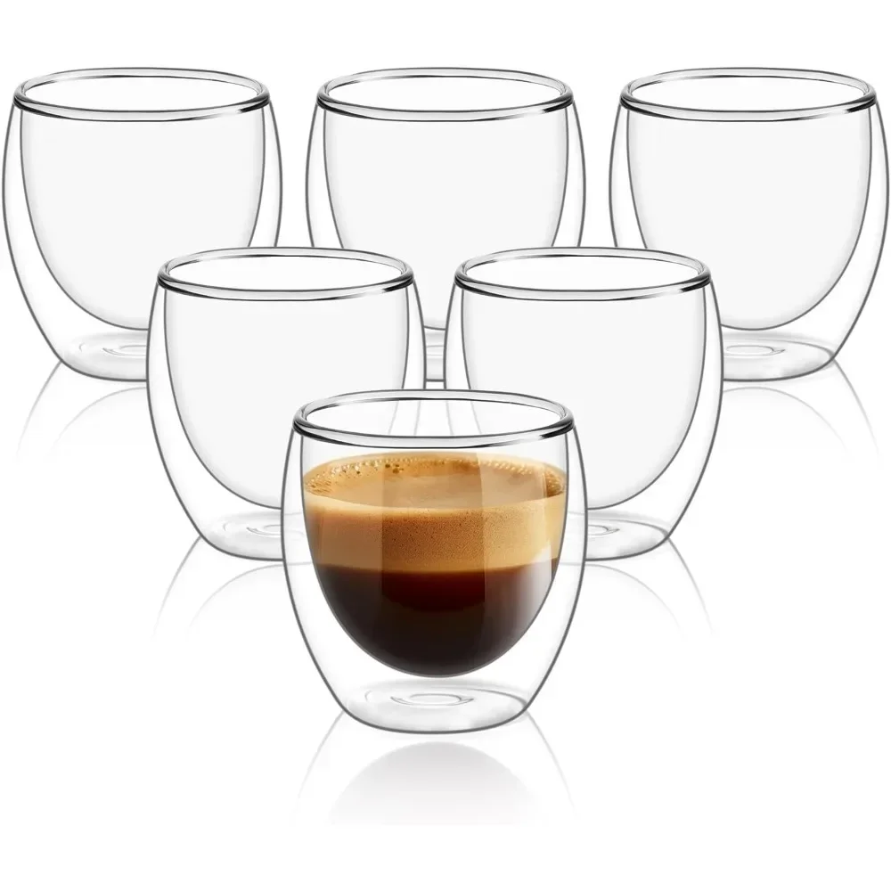 6 pcs Clear Double Wall Glass  - Coffee Tea Games reseña y precio