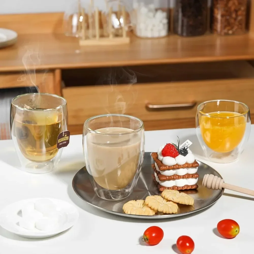 6 pcs Clear Double Wall Glass  - Coffee Tea Games reseña y precio