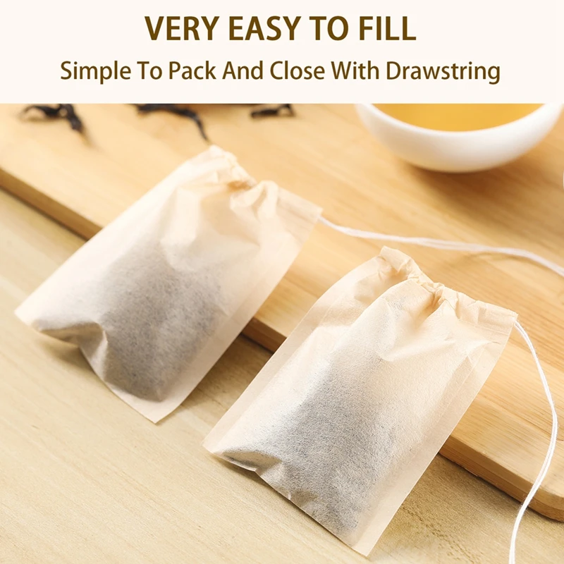 100Pcs Teabags with Drawstring - Coffee Tea Leaf And Bean reseña y precio