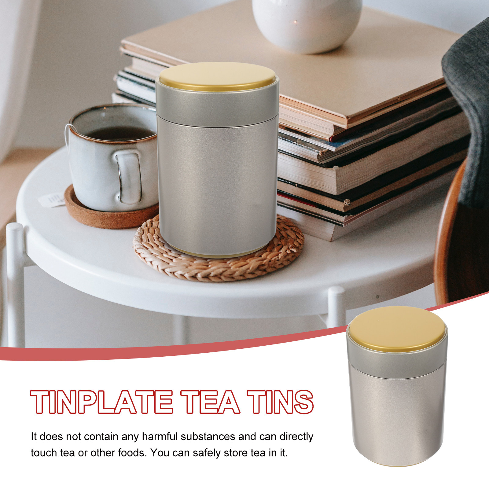 Elegant Sealed Tea Jar Tinplat - Coffee Tea Leaf And Bean reseña y precio