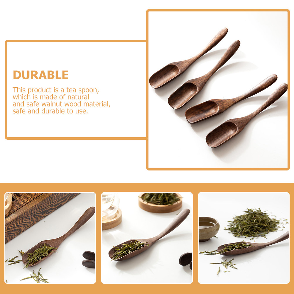 Wooden Tea Scoop Natural Walnu - Coffee Tea Leaf And Bean reseña y precio