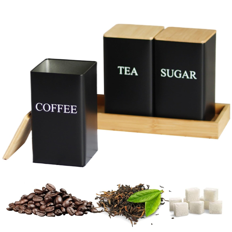 3PCS Set Tea Coffee Sugar Cani - Coffee Tea Sugar Container Set reseña y precio