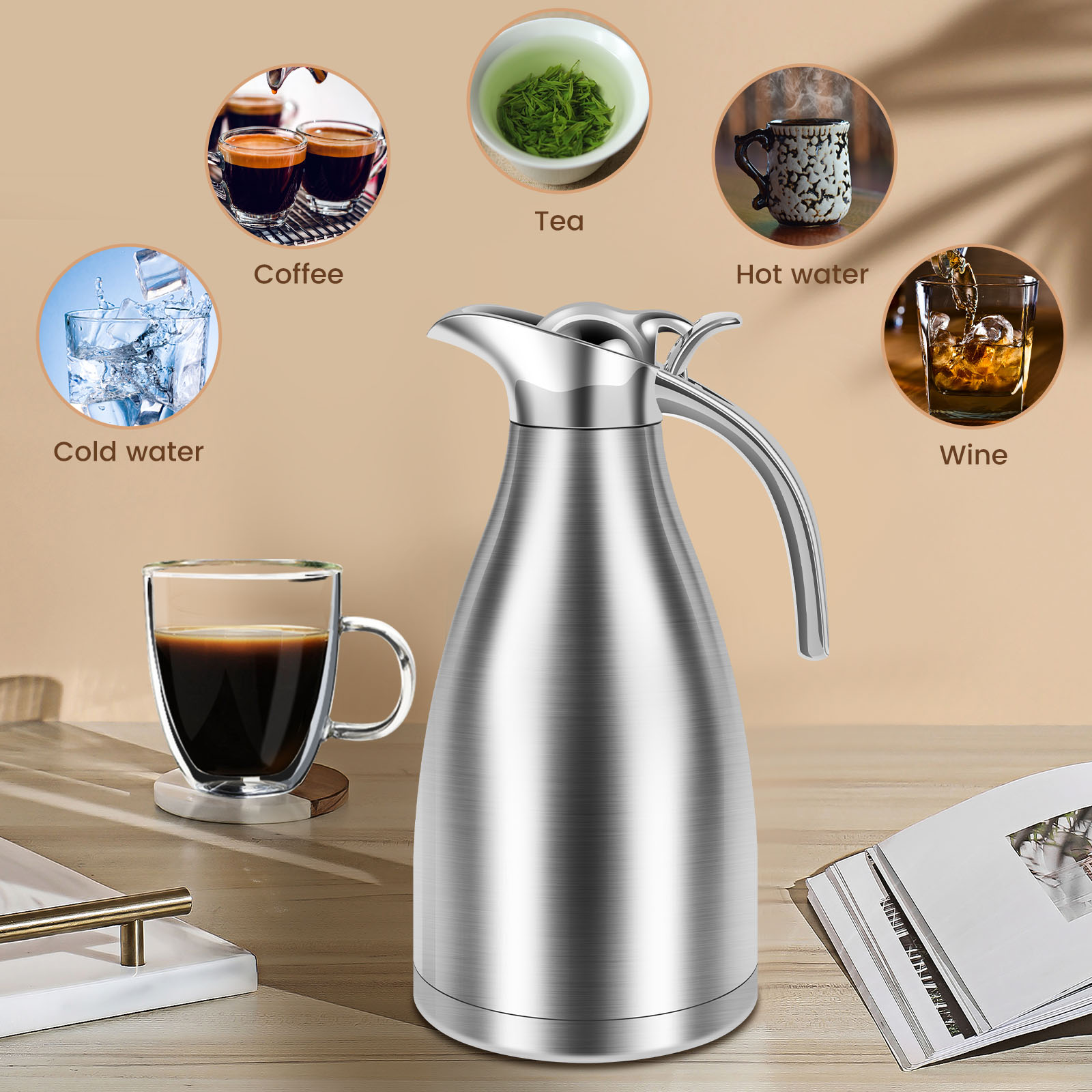 Kitchen Thermal Kettle 2000ml  - Coffee Tea Water Heater reseña y precio