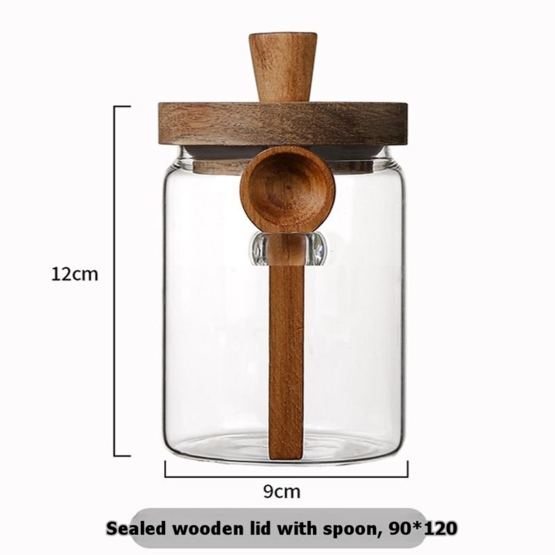 ABJI-Glass Jar With Wooden Lid - Coffee Tea Sugar Container Set reseña y precio