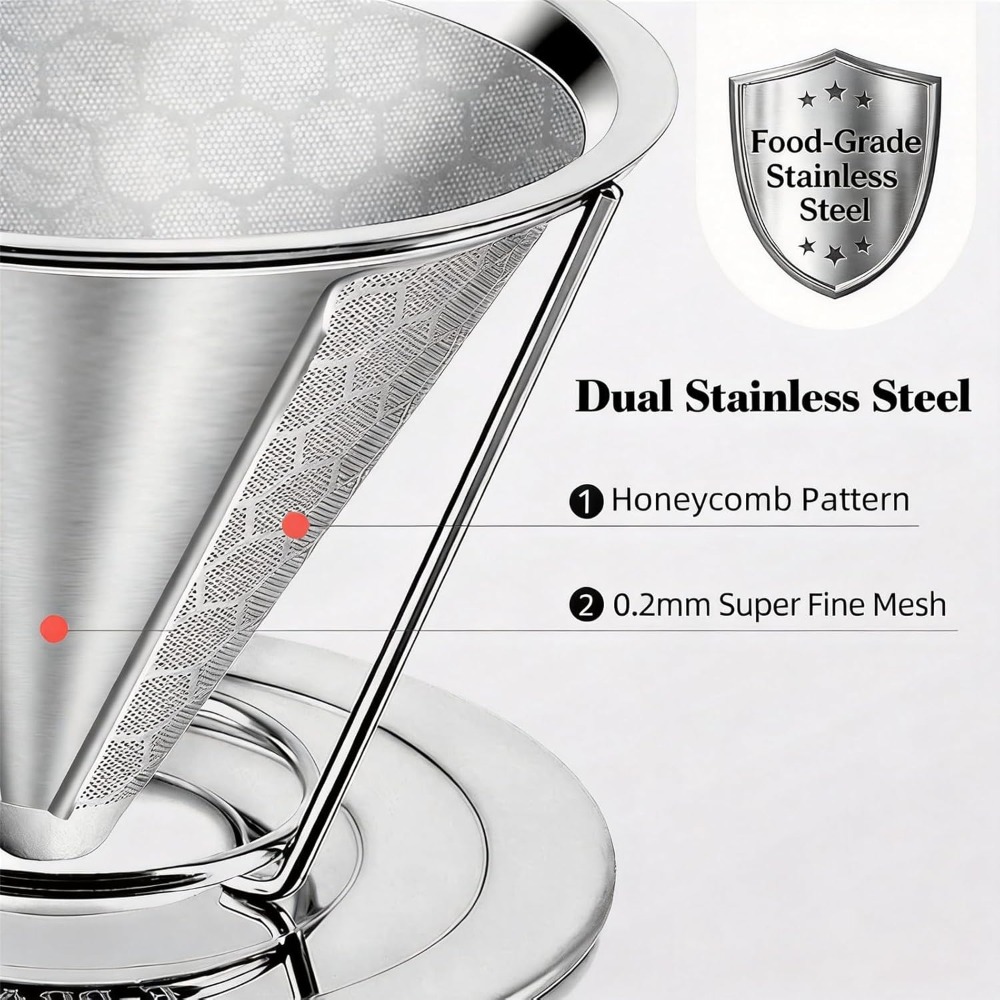 800 Mesh Reusable Pour Over Co - Coffee Dripper V60 reseña y precio
