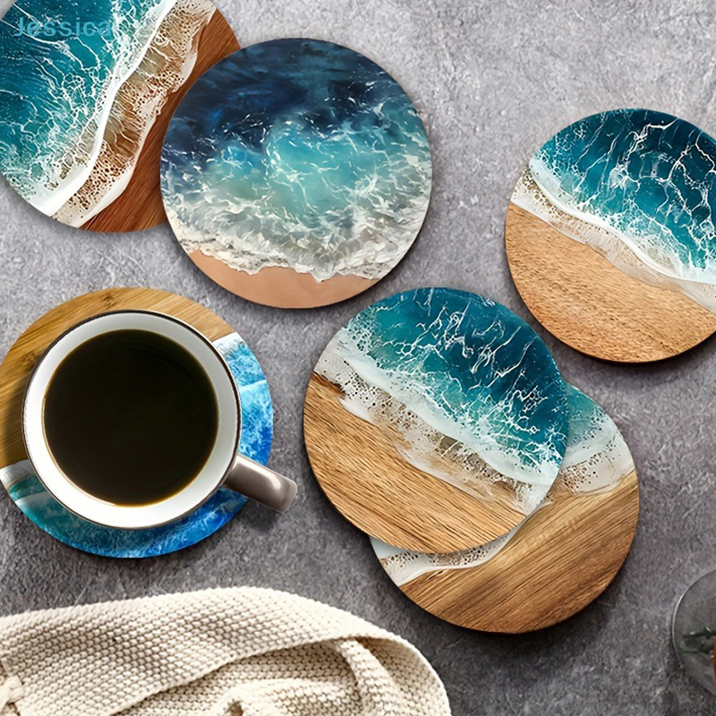 ♥Ocean Wave & Wood Grain Coast - Coffee Tea Games reseña y precio