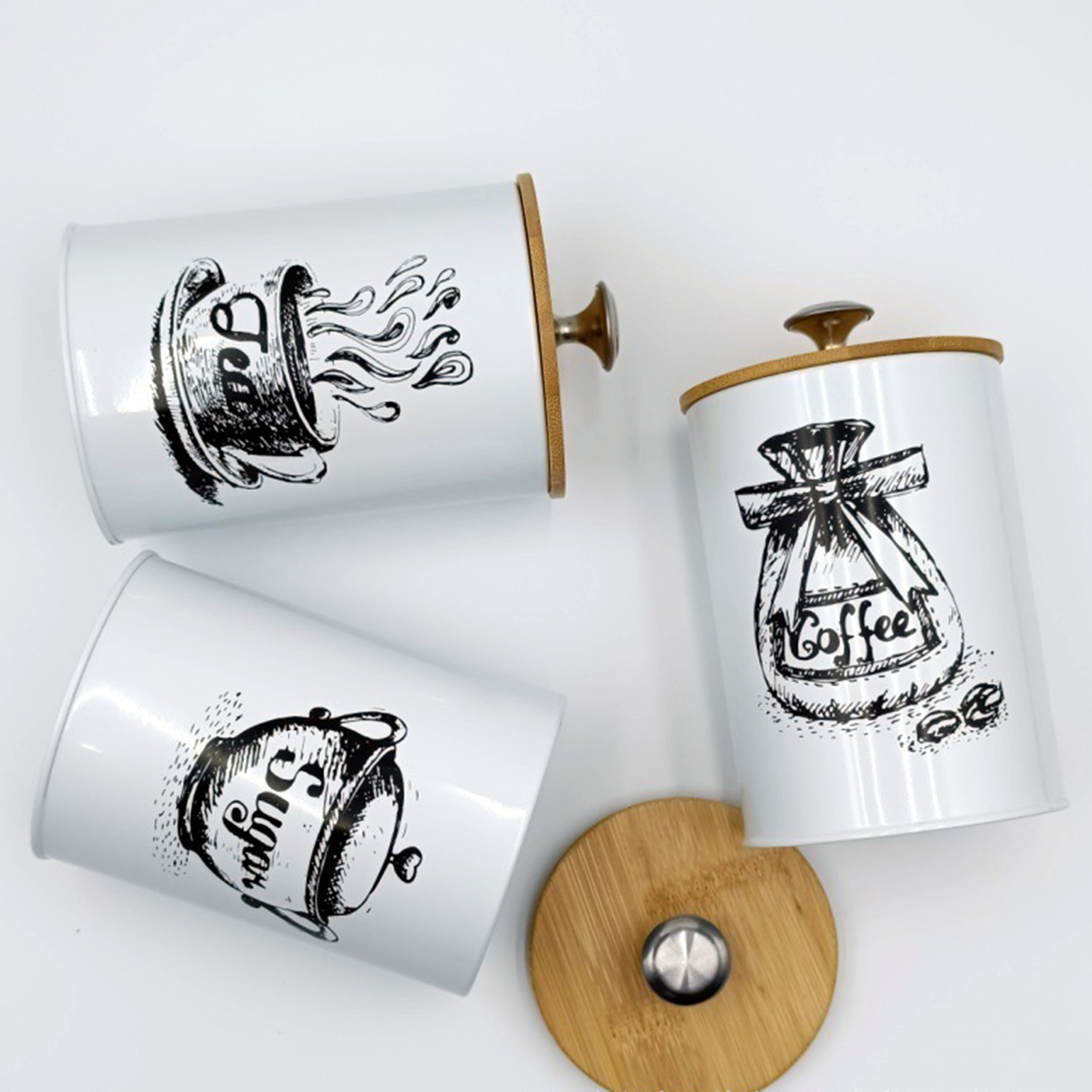 3Pcs Sealed Coffee Canister Se - Coffee Tea Sugar Container Set reseña y precio