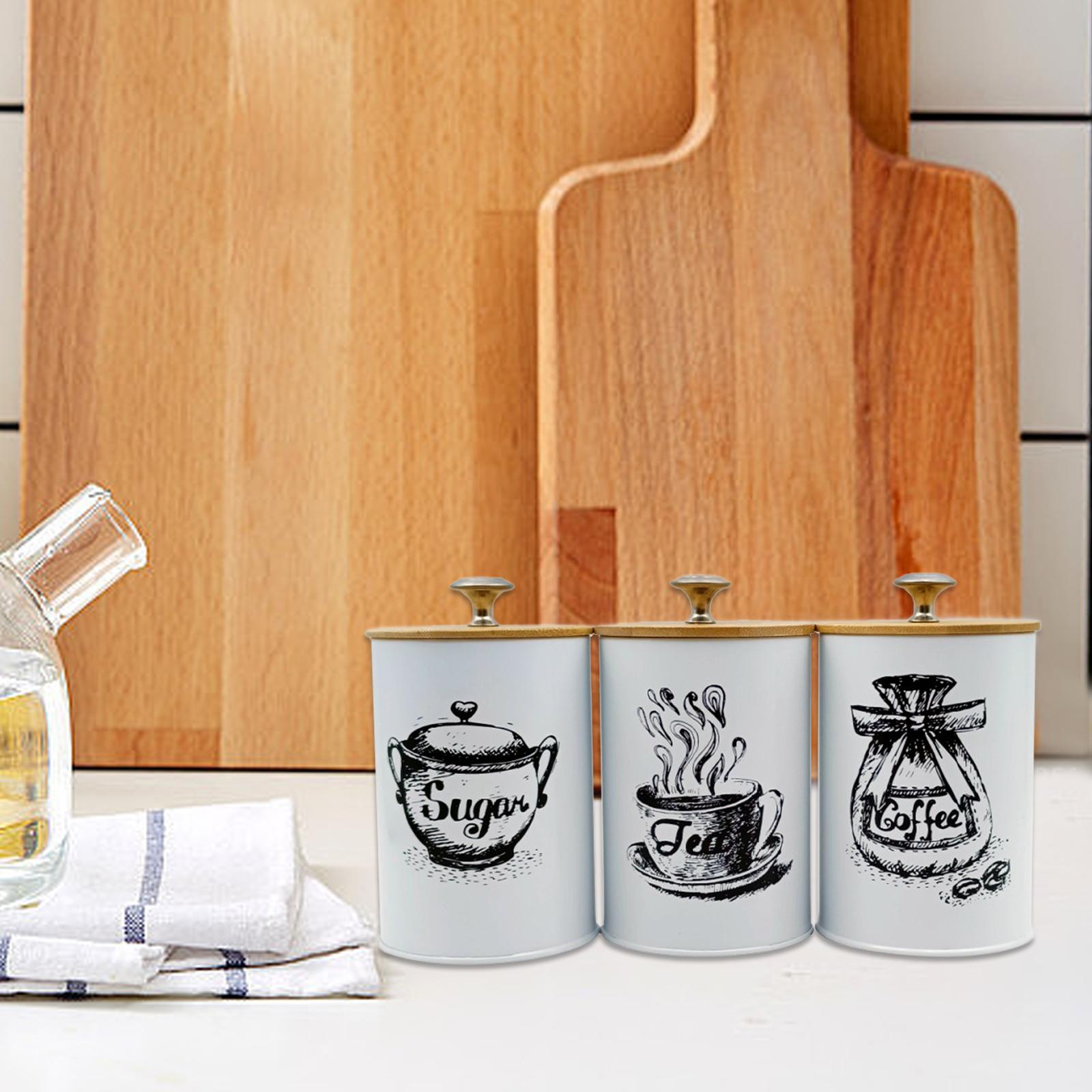 3Pcs Sealed Coffee Canister Se - Coffee Tea Sugar Container Set reseña y precio