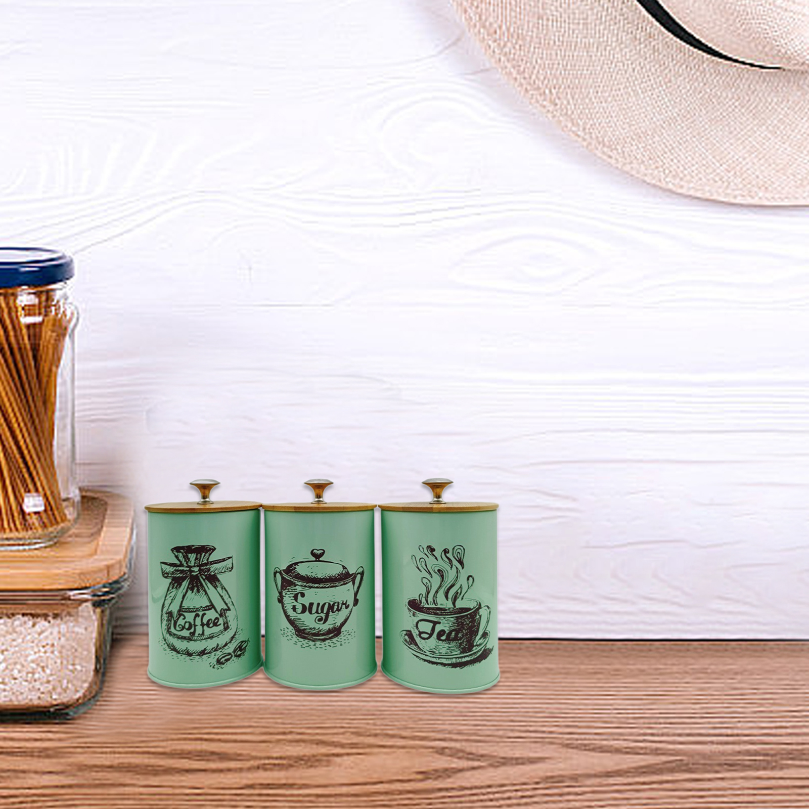 3Pcs Sealed Coffee Canister Se - Coffee Tea Sugar Container Set reseña y precio