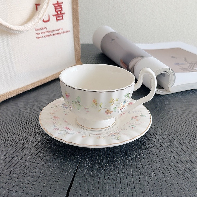 Gold-drawing Floral Print Coff - Coffee Tea Drawing reseña y precio