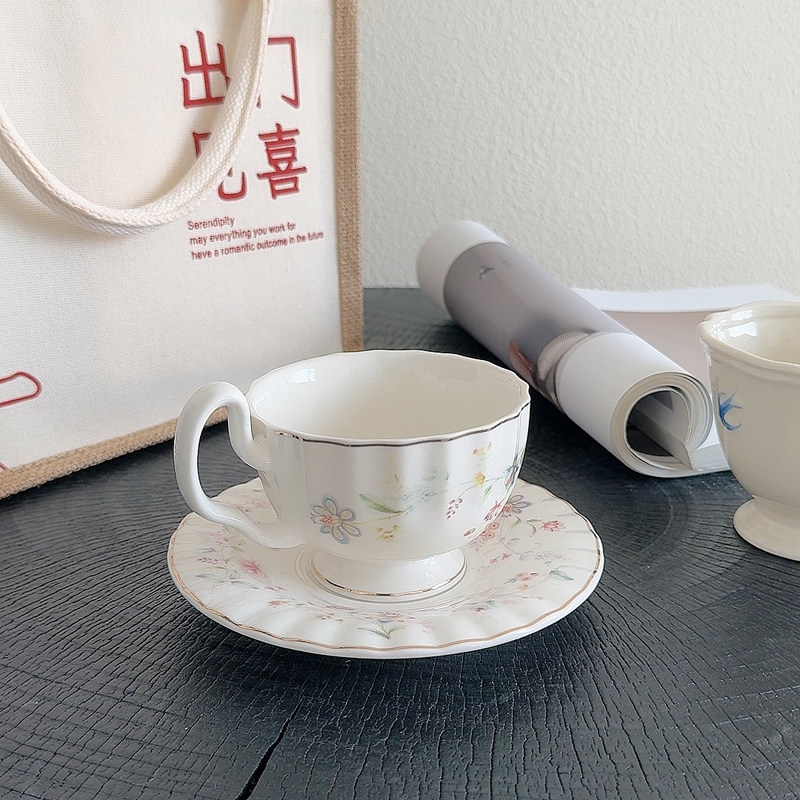 Gold-drawing Floral Print Coff - Coffee Tea Drawing reseña y precio
