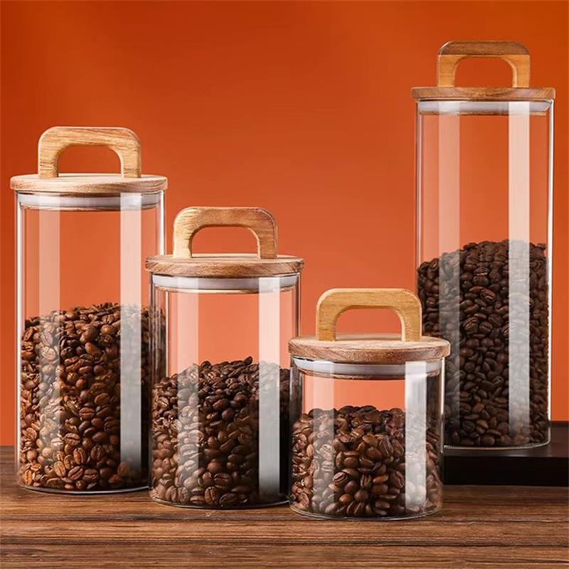 Clear Glass Jar with Bamboo Li - Coffee Tea Sugar Container Set reseña y precio