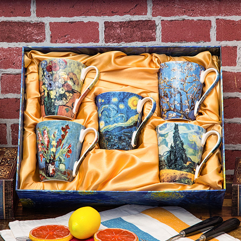 5 Pcs Set Bone China Van Gogh  - Coffee Tea Van reseña y precio