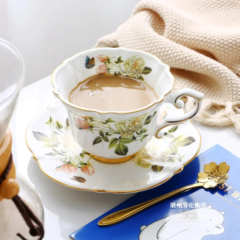 Bone China Coffee Set Camellia - Coffee Tea Sugar Container Set reseña y precio