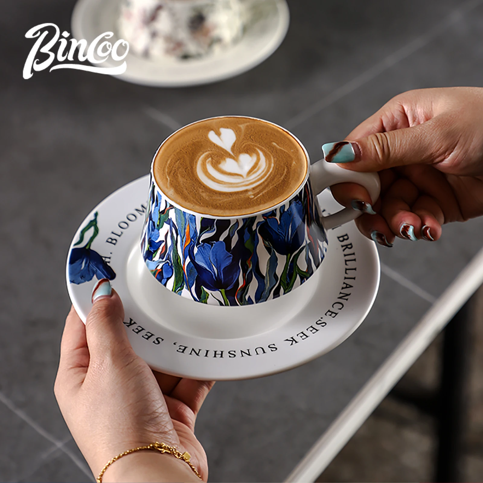 BINCOO 260ml Ceramic Coffee Cu - Espresso Cup Saucer reseña y precio
