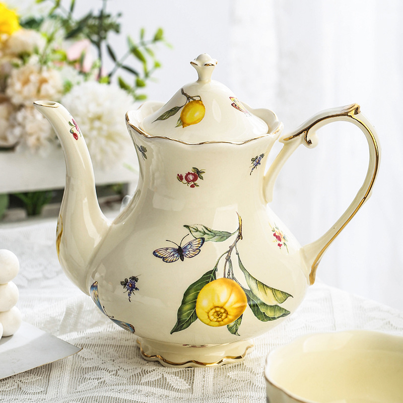 Vintage Lemon Teapot Coffee Cu - Espresso Cup Saucer reseña y precio