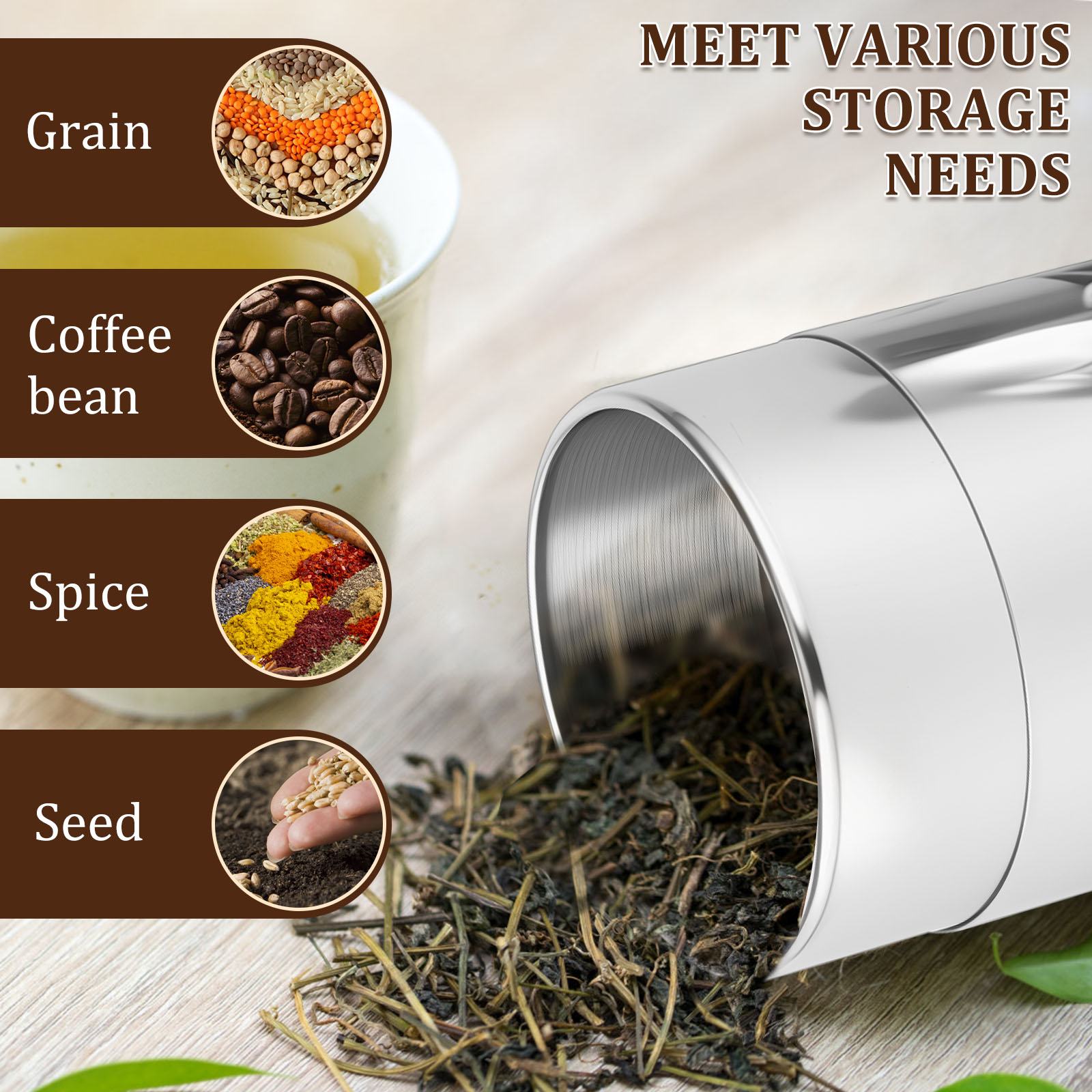 Stainless Steel Tea Leaf Tins  - Coffee Tea Leaf And Bean reseña y precio