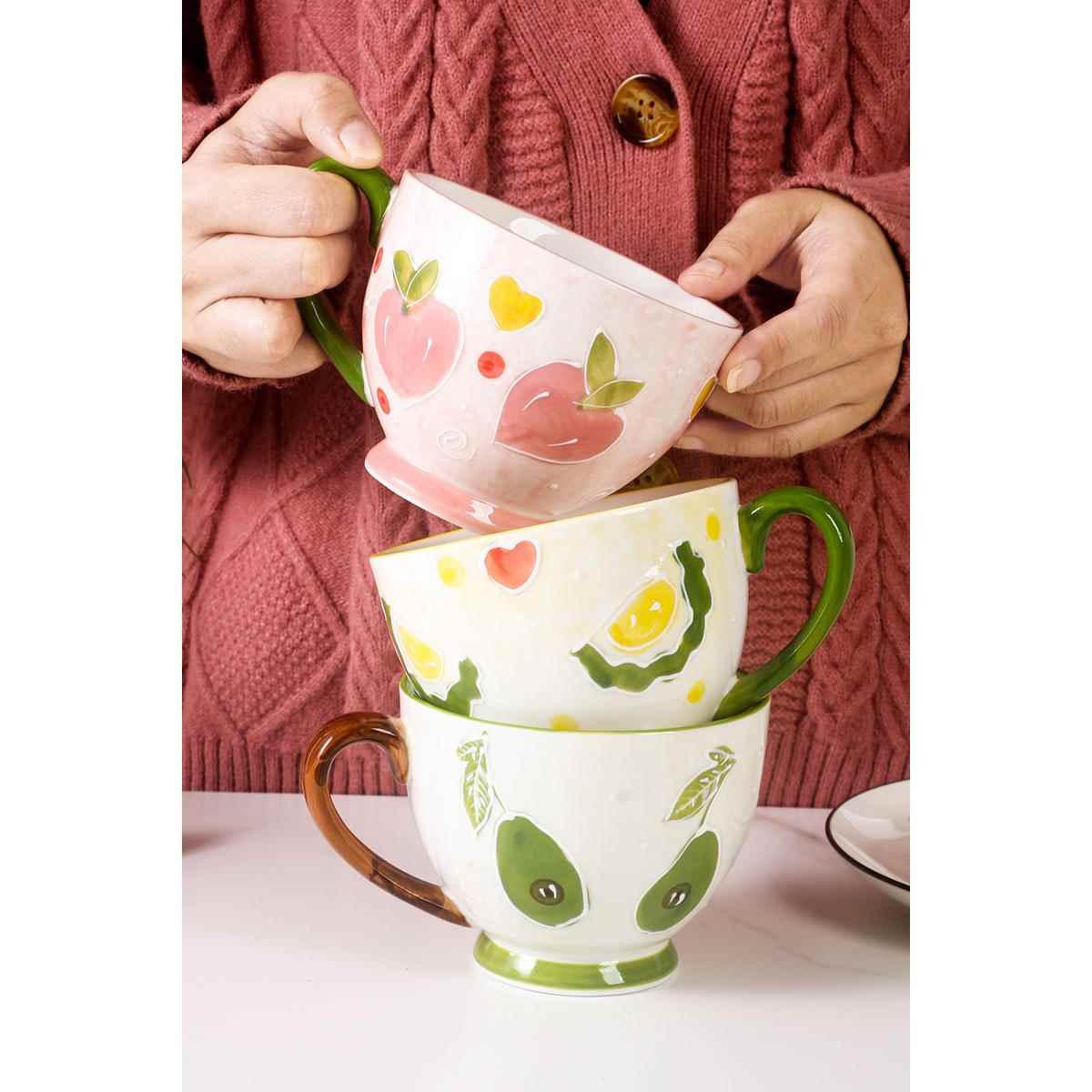 Ceramic Coffee Cup Women's Ear - Coffee Tea Drawing reseña y precio