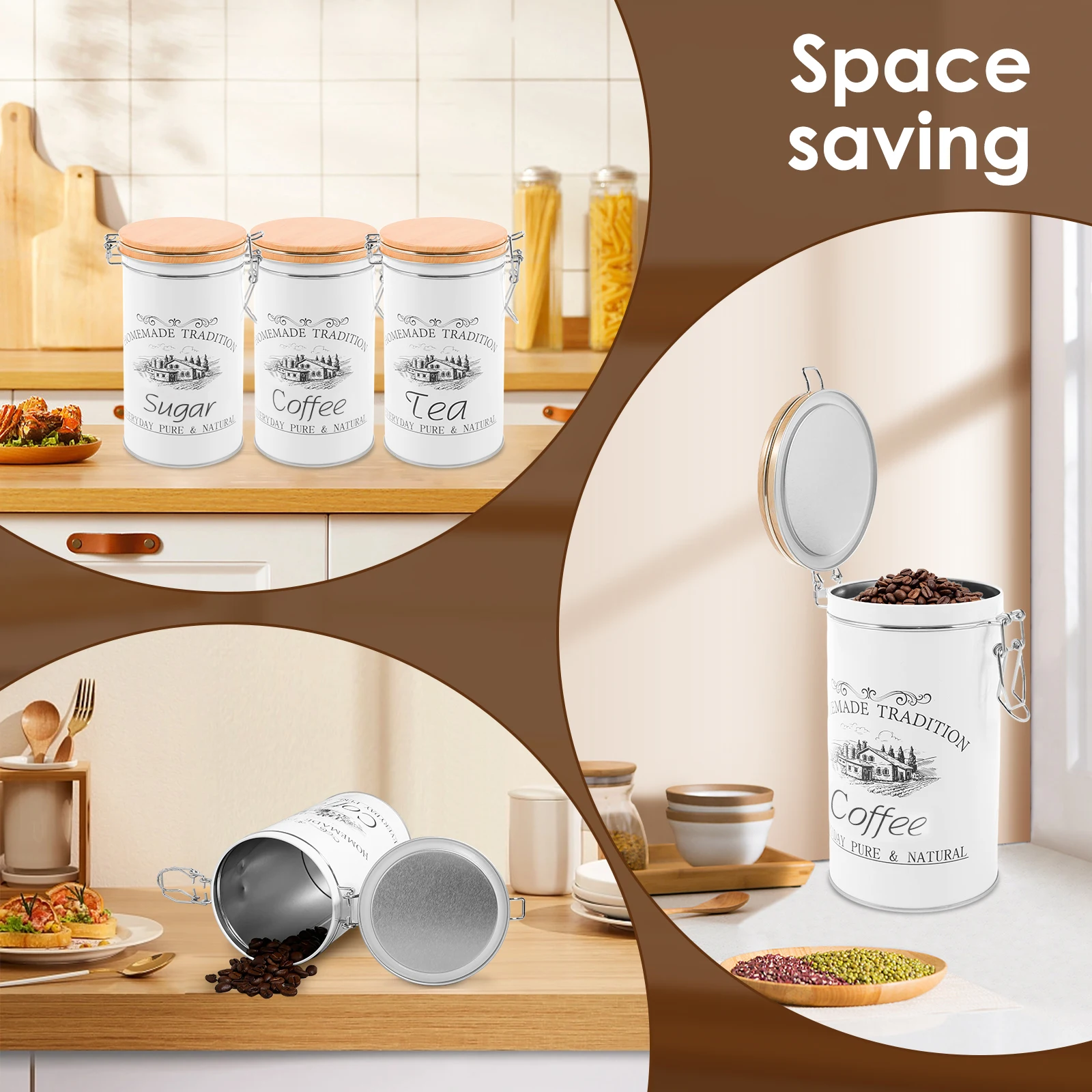 3Pcs/Set Tea Coffee Sugar Cani - Coffee Tea Sugar Container Set reseña y precio