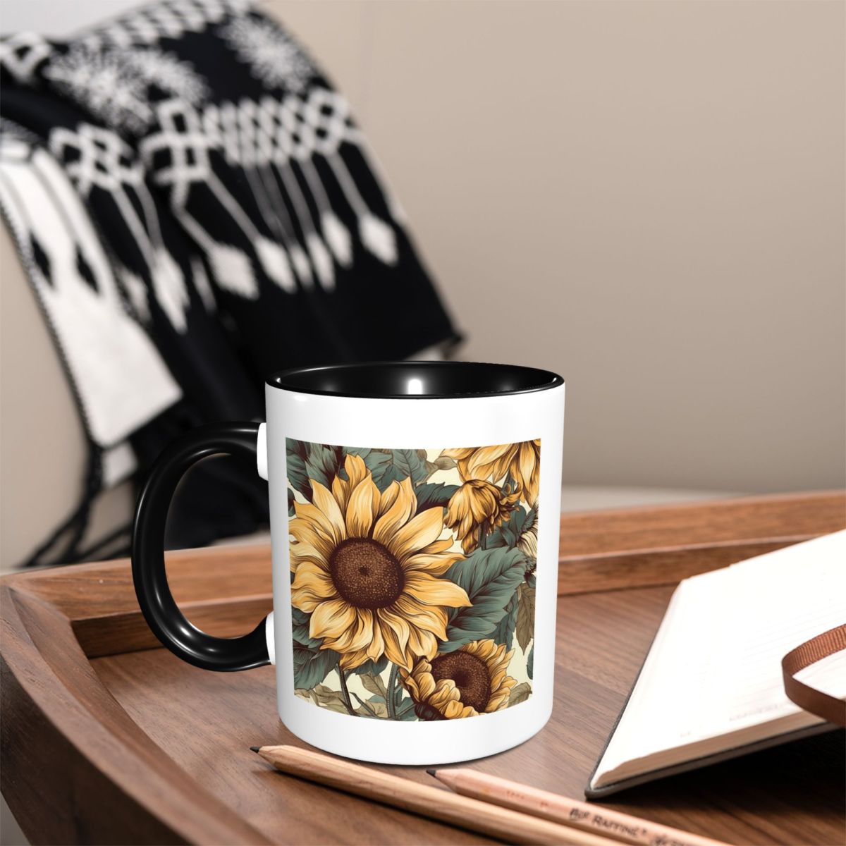 Golden Sunflower Cluster Vinta - Coffee Tea Drawing reseña y precio