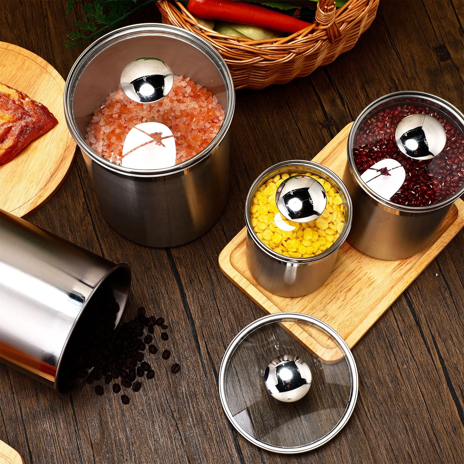 Food Storage Containers Tea Co - Coffee Tea Sugar Container Set reseña y precio
