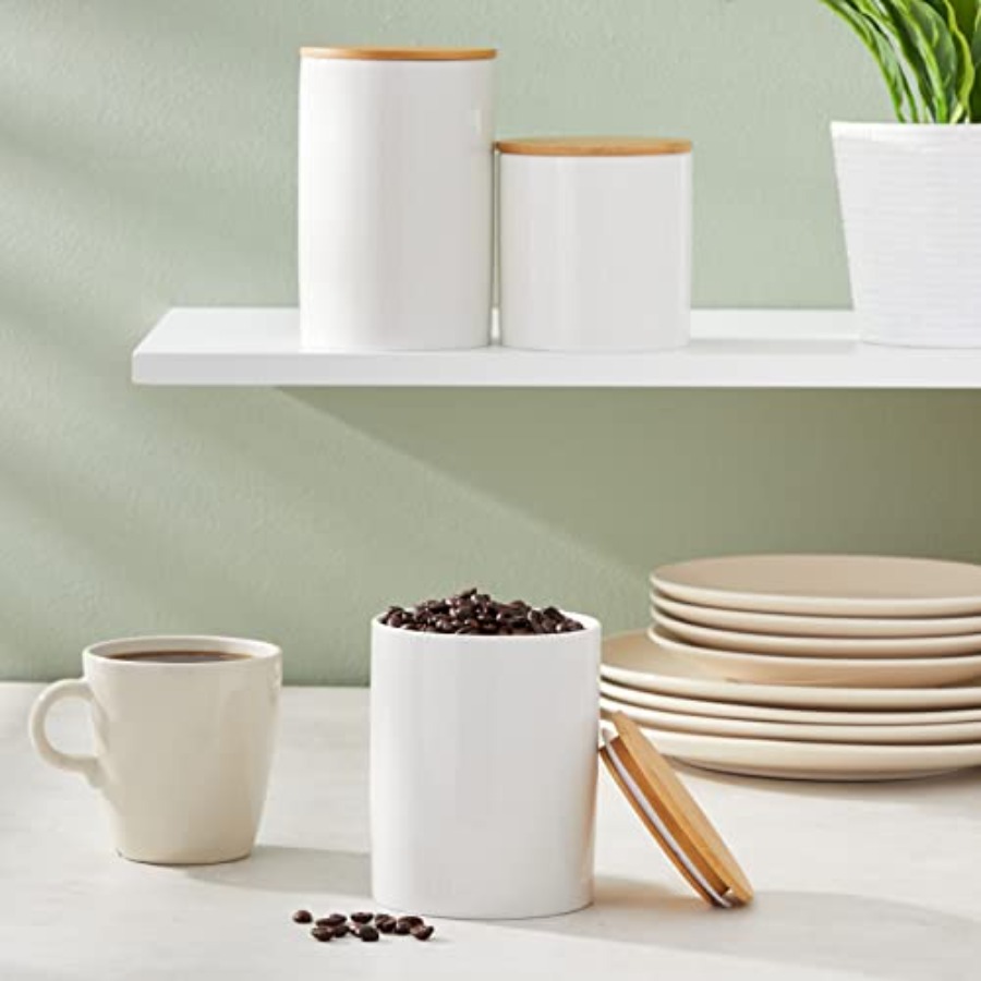 Ceramic Canisters - Coffee Can - Coffee Tea Sugar Container Set reseña y precio
