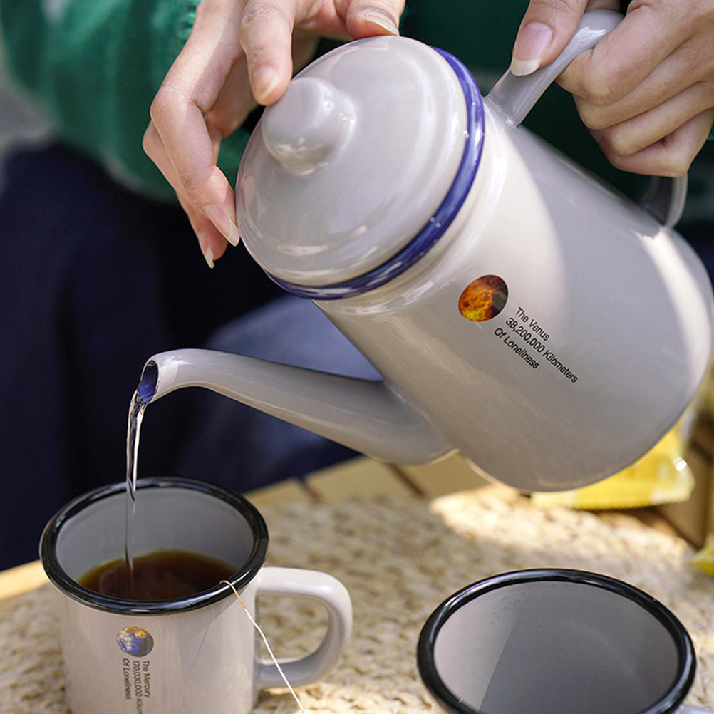 Handled Enamel Coffee Pot Hand - Water Tea And Coffee reseña y precio