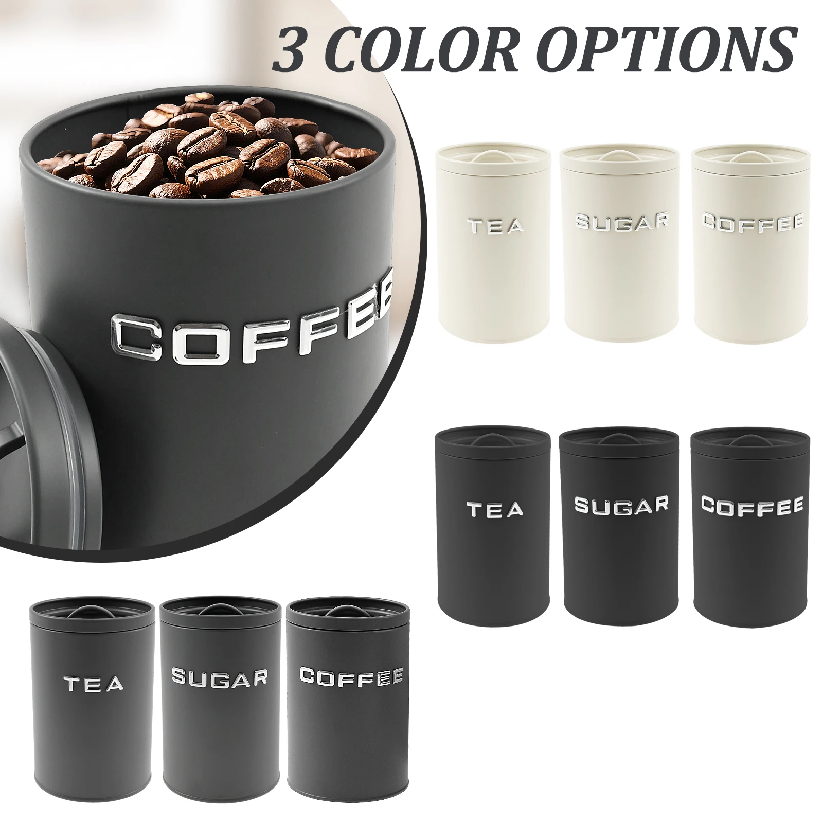 3 Pcs Tea Coffee Sugar Caniste - Coffee Tea Sugar Container Set reseña y precio