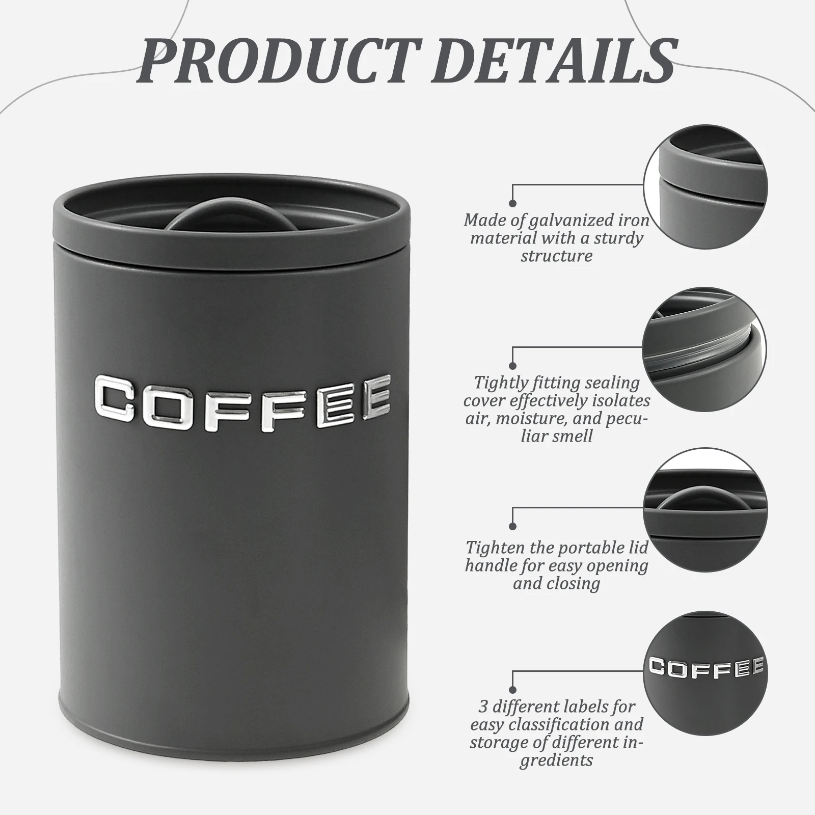 3 Pcs Tea Coffee Sugar Caniste - Coffee Tea Sugar Container Set reseña y precio