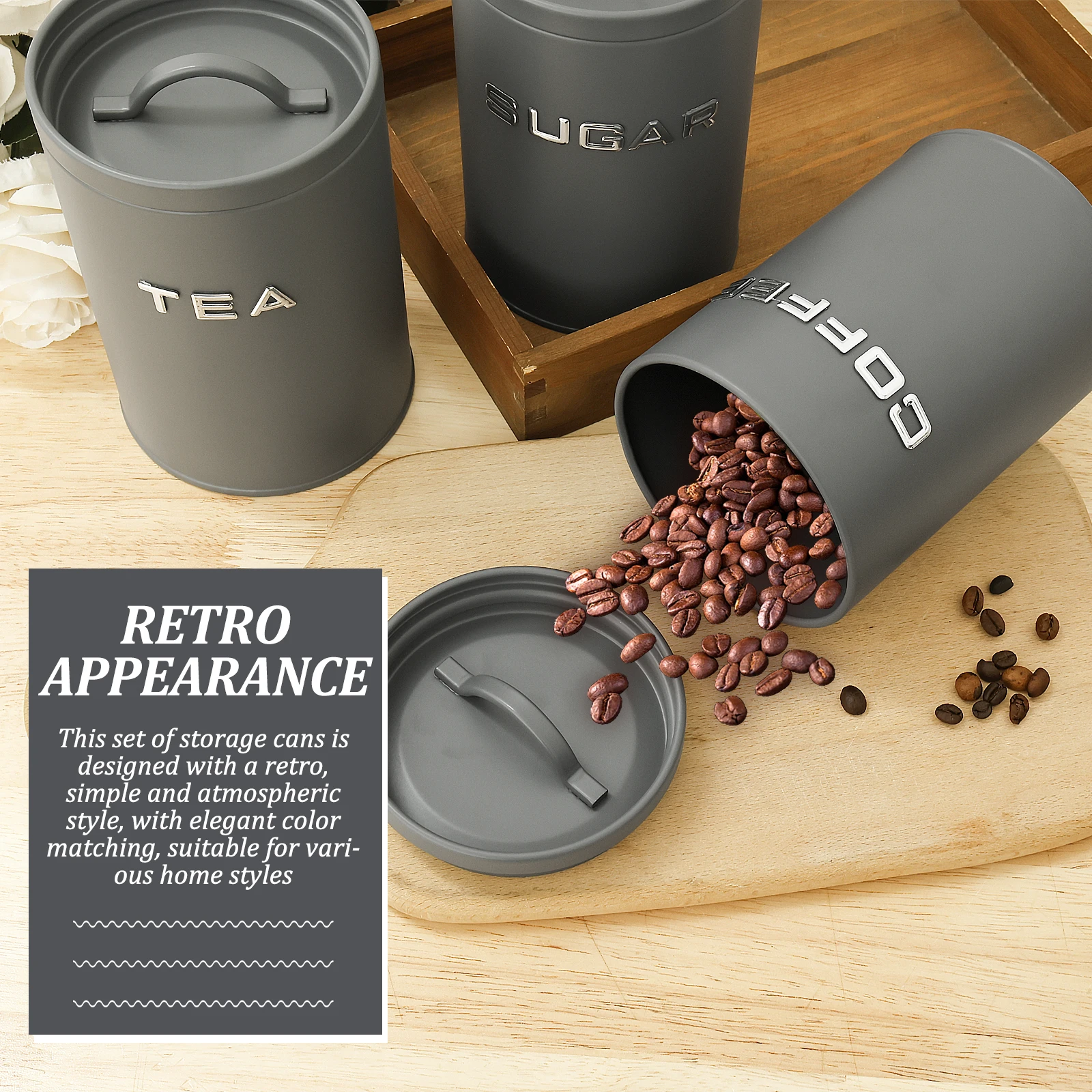 3 Pcs Tea Coffee Sugar Caniste - Coffee Tea Sugar Container Set reseña y precio