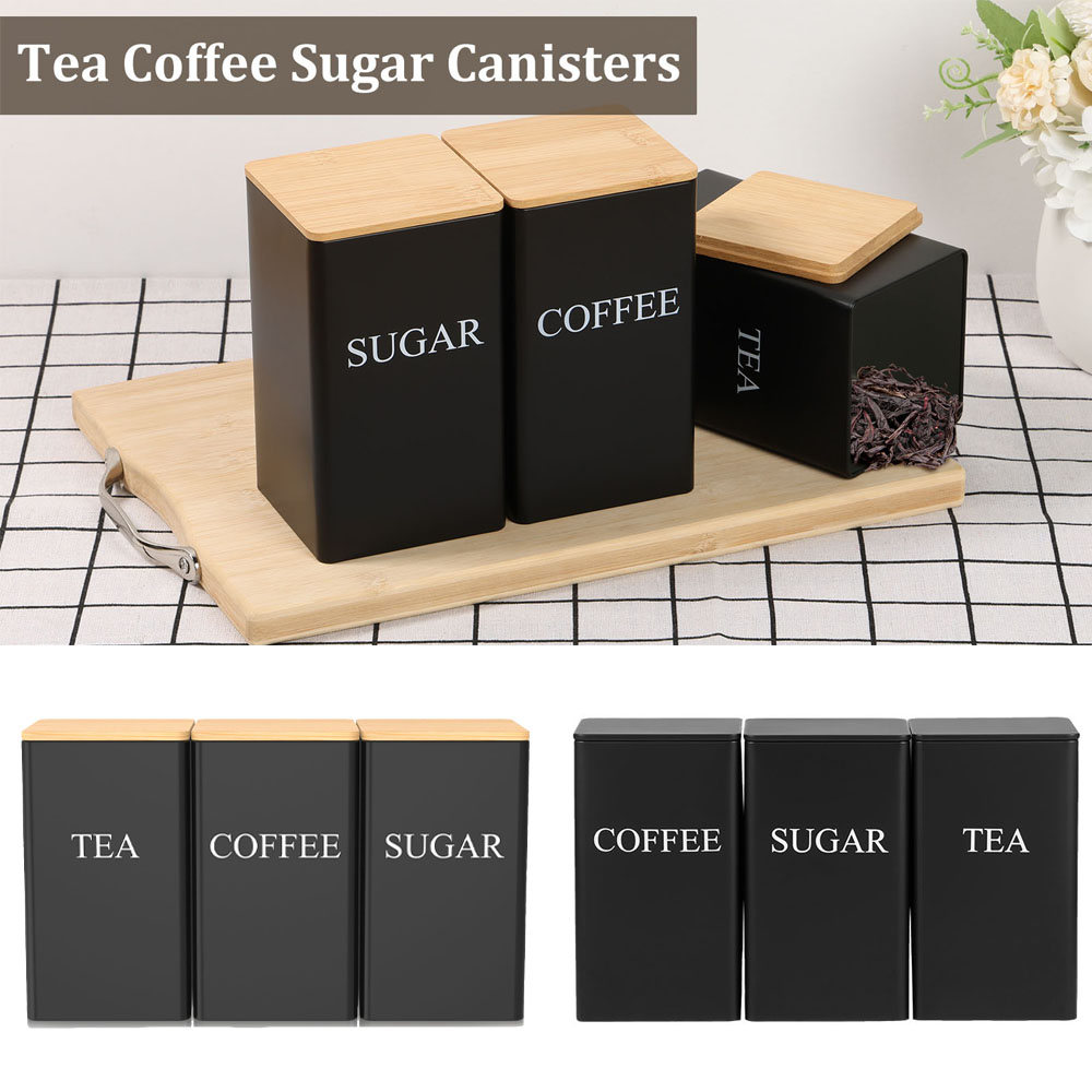 Coffee Bean Storage Jar Metal  - Coffee Tea Sugar Container Set reseña y precio