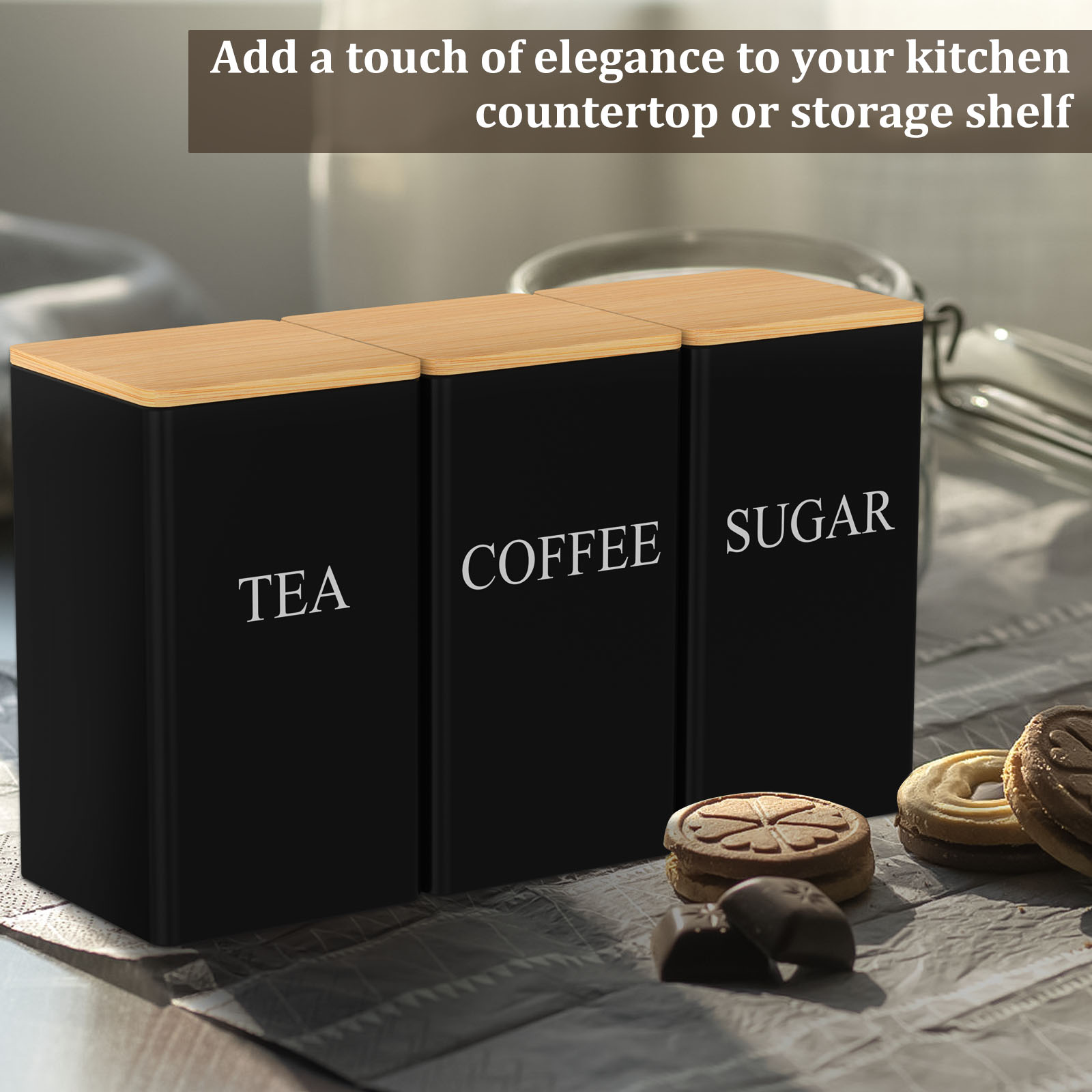 Coffee Bean Storage Jar Metal  - Coffee Tea Sugar Container Set reseña y precio